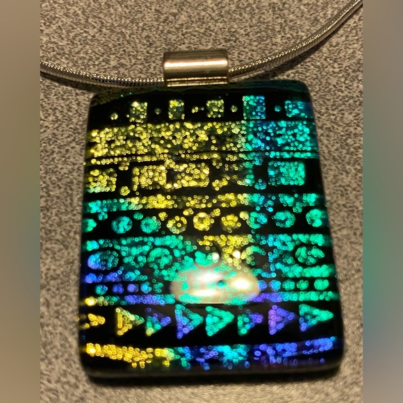 Handmade Dichroic Fused Glass Necklace - Picture 1 of 5
